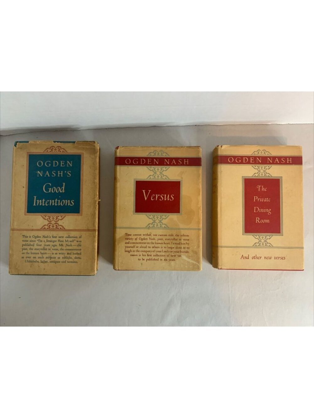 Ogden Nash Book Set Good Intentions Versus Private Dining  Vintage Humor Poetry